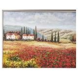 Large framed oil painting on canvas- European