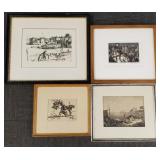 4 artworks incl signed etchings, etc-