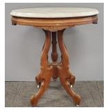 Victorian walnut marble top lamp table 29 3/4"H