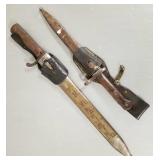 2 bayonets w/ scabbards- German, etc- 20"L longest
