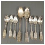8 antique coin silver spoons- 6 toz total-
