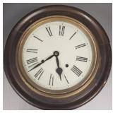 Antique oak round wall clock- 14" dia.