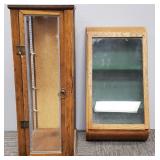 2 vintage oak, etc showcases- larger 29"H 11"W