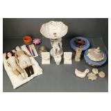 Gp incl 2 antique dolls, sewing items, onyx