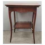 Fancy antique mahogany lamp table with shelf-