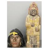 2 Native American themed items: 17" carved and