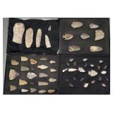 4 cases w/ Native American style stone points-