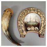 2 Victorian items: shell shadowbox &