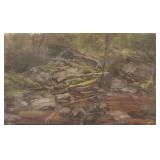 Antique oil on canvas: rocky creek- Julian Scott?-