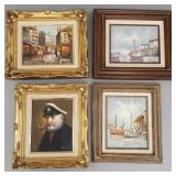 4 framed signed oil paintings: Van Meer Sea
