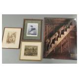 4 prints, etc incl Ed Will Fisher etching, etc.-