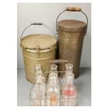 Gp incl milk bottles w/ carrier & 2 primitive cans
