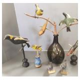 6 antique, etc carved wood bird figures/