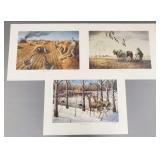 3 unframed Kouba signed & #