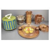 Gp mid-century style studio pottery, woodware,