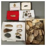 Gp Native American style stone points, blades &