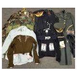 Gp U.S. Army, etc. uniforms & 2 hats, etc.