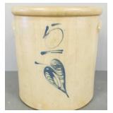 5 gallon Red Wing salt glaze crock w/ blue leaf