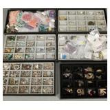 Gp of jewelry findings, stone beads, Czech beads,