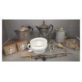 Gp asst antiques, etc incl Victorian coffee pots,