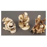 3 Chinese carved netsuke- 2 signed