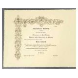 Large framed Italian certificate- signed & dated