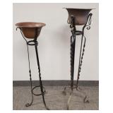 2 metal fern stands w/ copper inserts- 47" taller