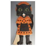 Vintage German die cut Halloween cat stand up