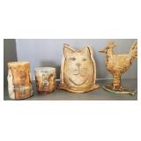 4 pcs Mike Norman studio pottery cats, etc-