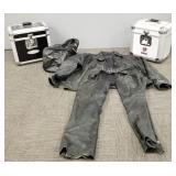 Gp cases incl leather chaps and jacket 2 hard