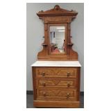 Victorian walnut marble top dresser w/ mirror &