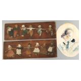 3 antique artworks: waterdcolor signed NaPier 