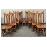 8 oak Amish Arts & Crafts style spindle dining