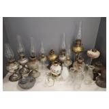 Gp antique oil lamps incl Aladdin, hand painted,