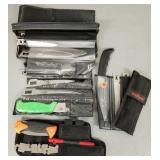 Four knives w/ multiple blades incl Kershaw, etc.