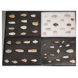 4 cases w/ Native American style stone points-