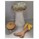 3 Victorian, etc make do, etc pin cushions-