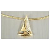 14k gold & diamond sailboat pendant on 14k chain:
