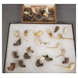 Gp antique English pipe shards in a case & box