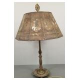 Antique brass table lamp w/ Deco shade (shade