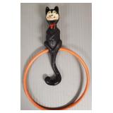 Vintage celluloid halloween cat rattle toy- 6 1/2"