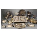 Gp ornate silverplate holloware incl 3 pc coffee