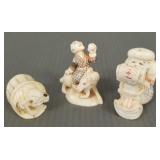 3 Chinese carved netsuke- 2 signed