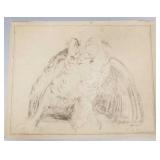 Pencil sketch of an owl by W. H. Beard inscribed