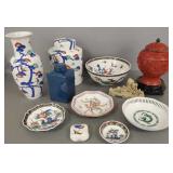 Gp Asian decorative items: 8" carved cinnebar