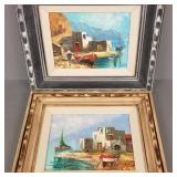 2 vintage oil on canvas paintings: seaside