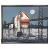 Letterman signed mid-century oil painting on