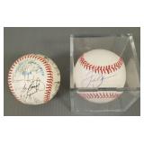 2 autographed baseballs incl Frank Thomas, team