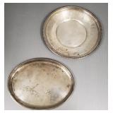 2- sterling small trays- 9 troy oz total- 9"D