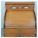 Antique walnut roll top letter box/ calendar- 13"H
